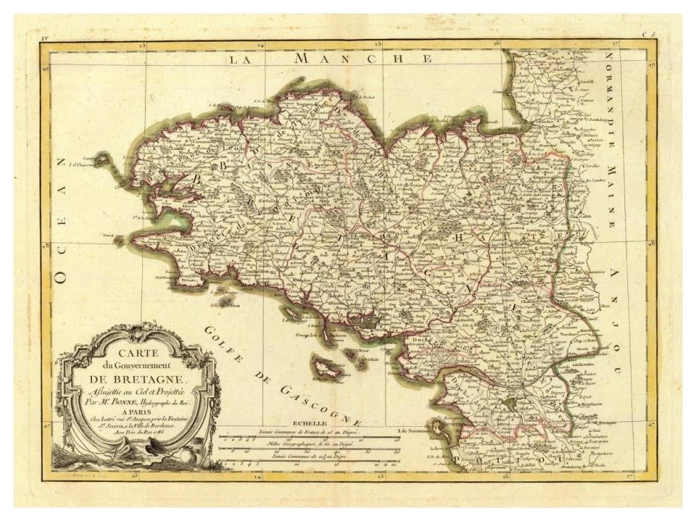 "Bretagne, 1786" Digital Paper Print by Rigobert Bonne, 38"x29"
