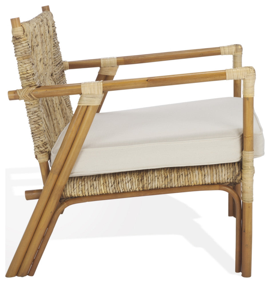 Safavieh Couture Elexa Banana Weaving Accent Chair, Natural/White
