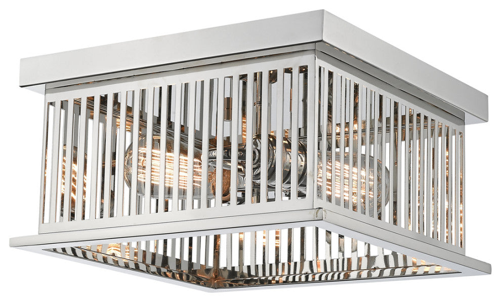 Z-LITE 333F2PN Camellia 2 Light Flush Mount, Polished Nickel