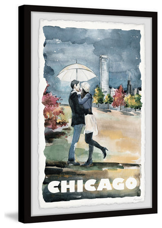 "Rainy Day Rendezvous" Framed Painting Print, 30x45