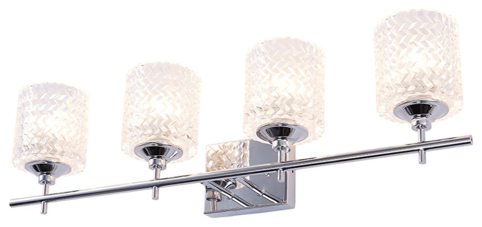 Vanity Art Modern Crystal Cut 4-Light Vanity Fixture, Chrome