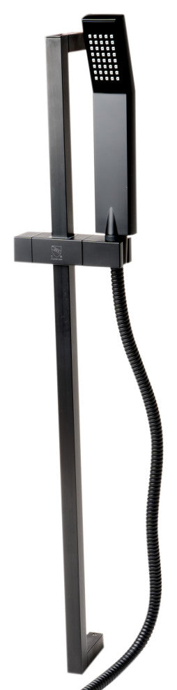 ALFI brand AB7606-BM Black Matte Square Sliding Rail Hand Shower Set