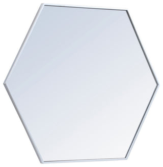 Elegant Decker Metal Frame Hexagon Mirror 38" MR4538S - Silver