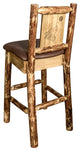 Glacier Country Counterstool Saddle Upholstery, With Laser Engraved Wolf