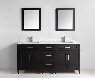 Vanity Set With Carrara Marble Top, 72", Espresso