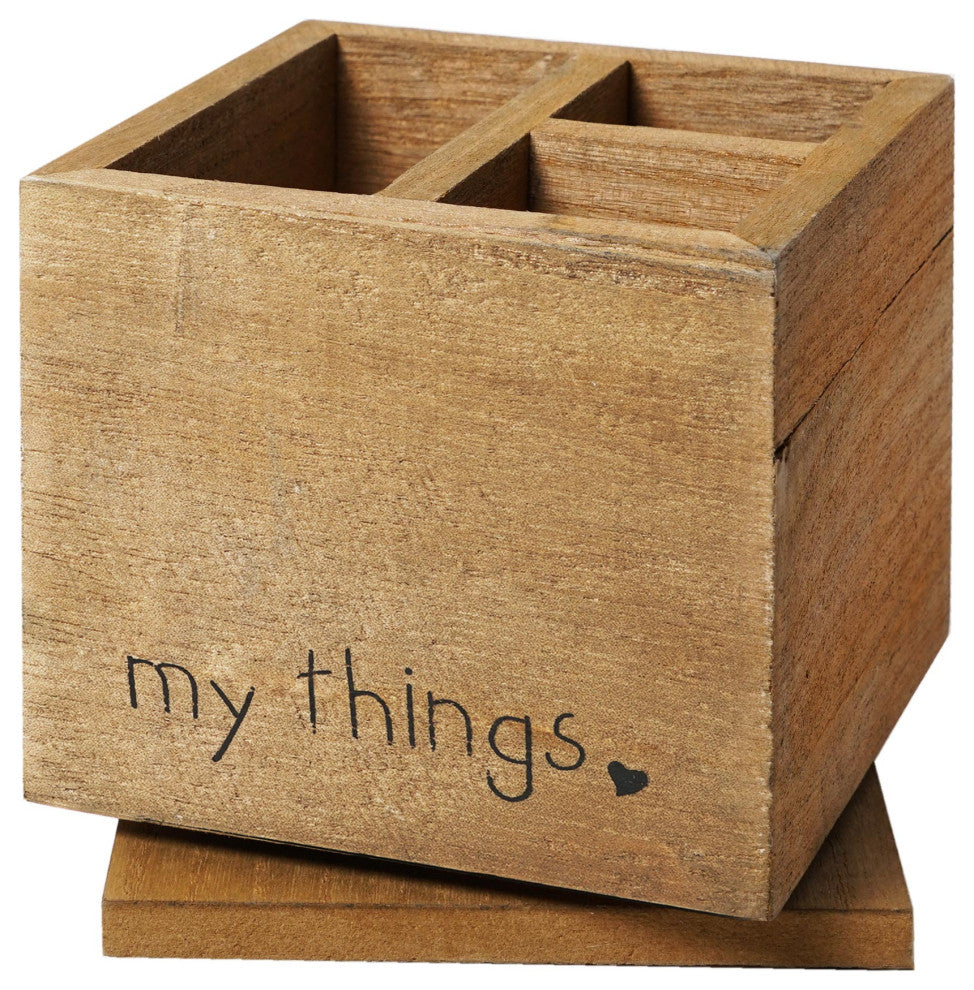 Addie Joy My Things 3-Opening Rotating Desk Organizer - Wood Wash