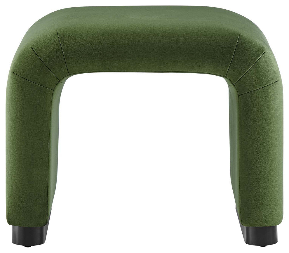 Koda Performance Velvet Waterfall Stool - Black Moss Green