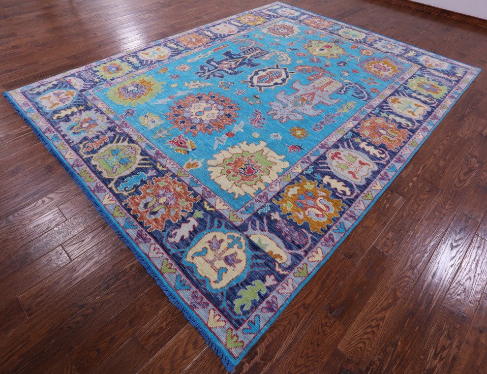 9' 1" X 11' 10" Turkish Oushak Hand-Knotted Wool Rug - Q14990