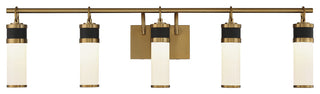 Abel 5-Light LED Bathroom Vanity Light, Matte Black With Warm Brass Accents