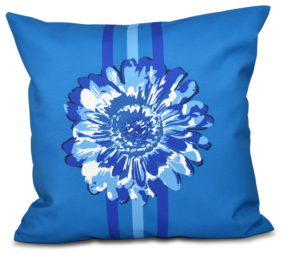 Flower Child 2, Floral Print Pillow, Blue, 26"x26"