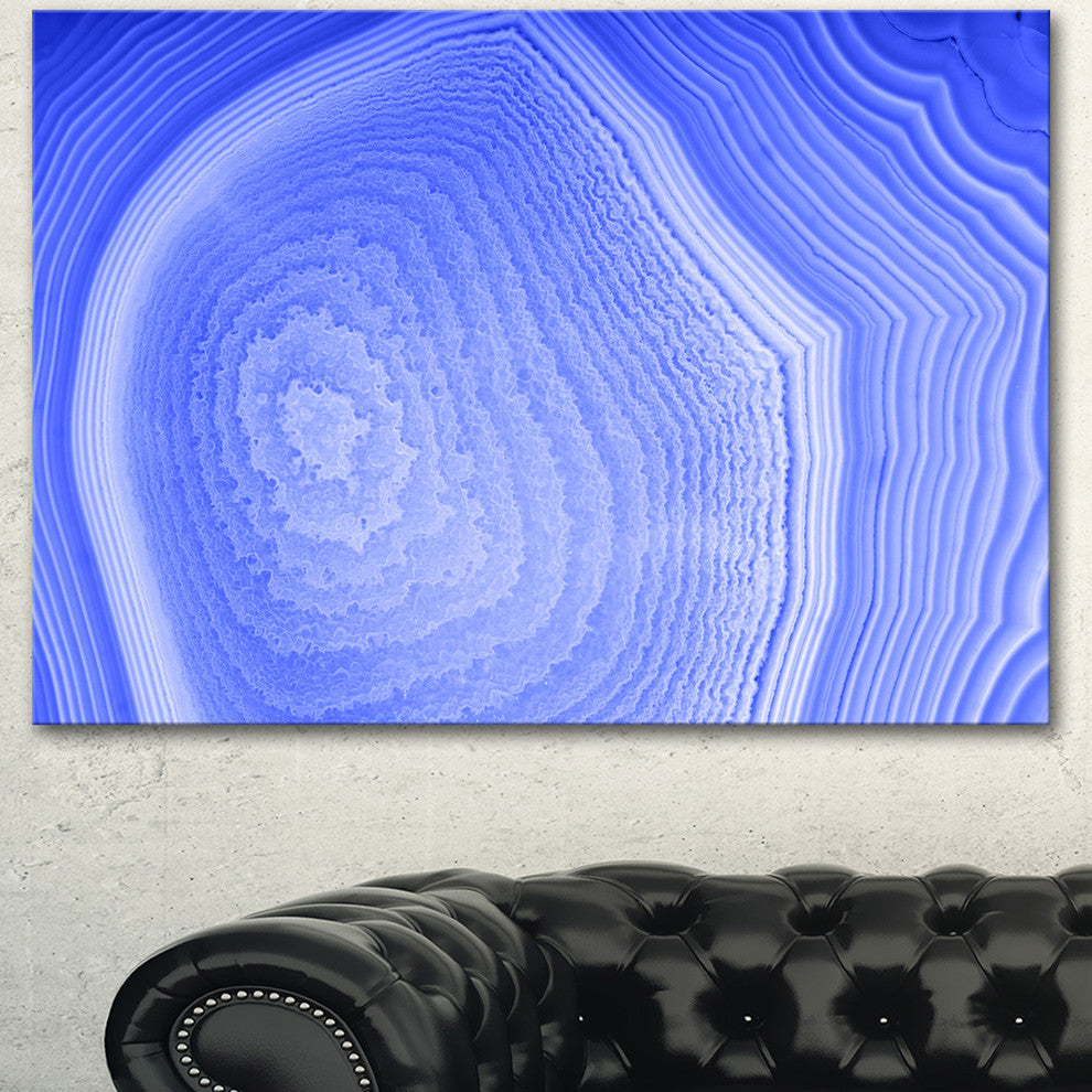 Dark Blue Agate Structure, Abstract Canvas Art Print, 60"x28"