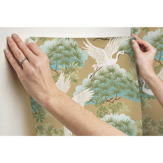 Sprig and Heron Wallpaper