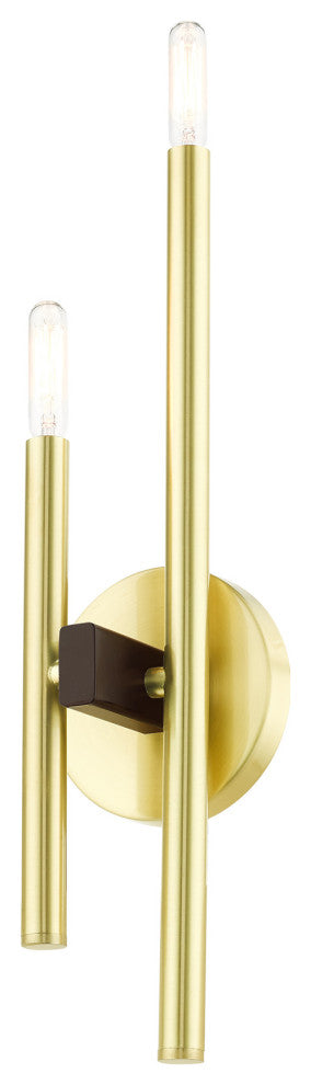 Satin Brass Mid Century Modern, Urban, Scandinavian, Minimal Double Sconce