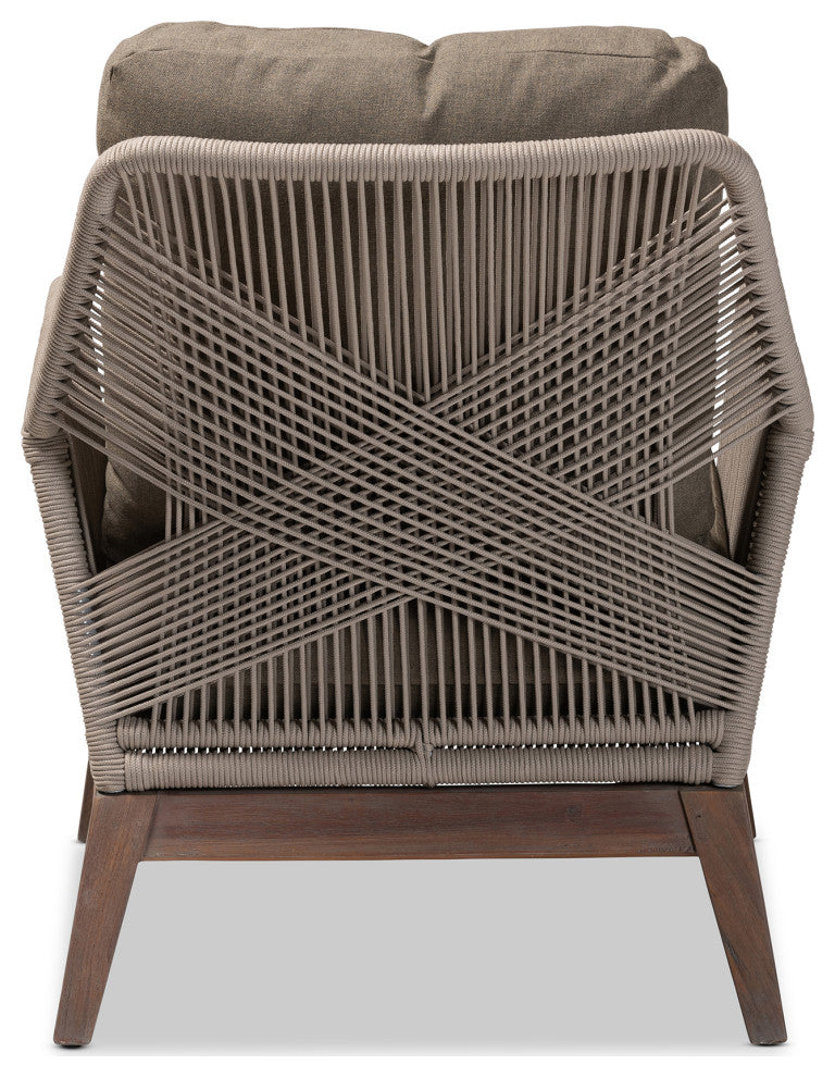 Ronnell Gray Woven Rope Mahogany Accent Chair