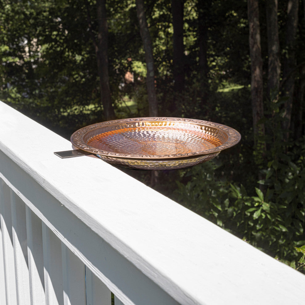 Pure Copper 18" Deck Mount Bird Bath By Good Directions