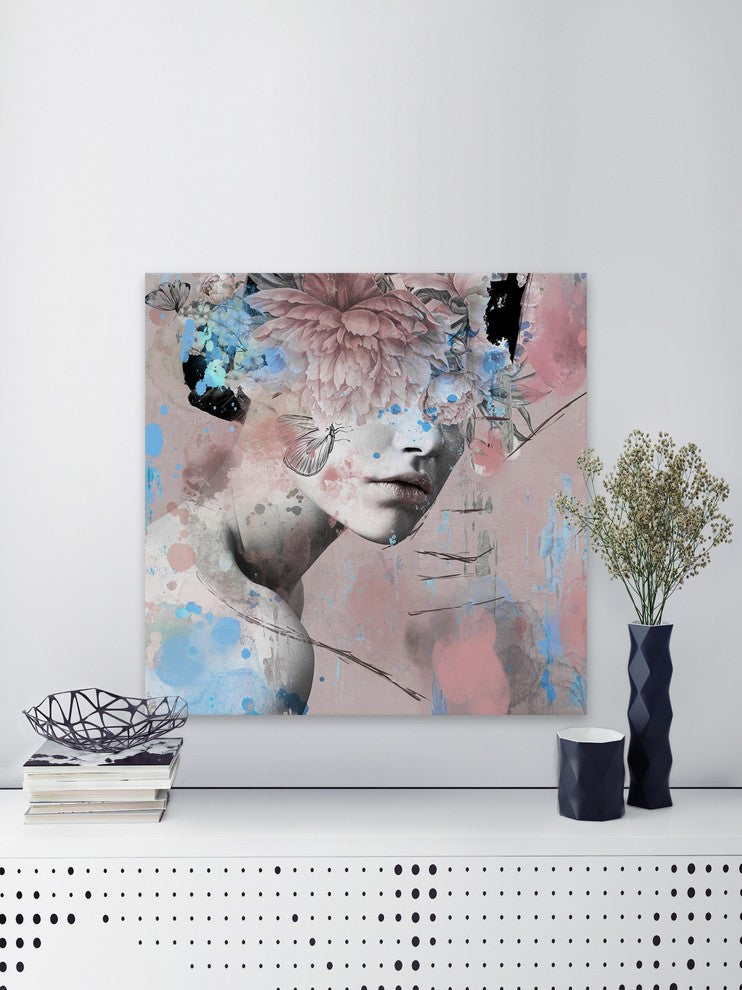 "Wild Floral Headdress" Painting Print on Wrapped Canvas, 40"x40"