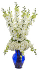 Nearly Natural Delphinium & Hydrangea Artificial Arrangement in Blue Vase White