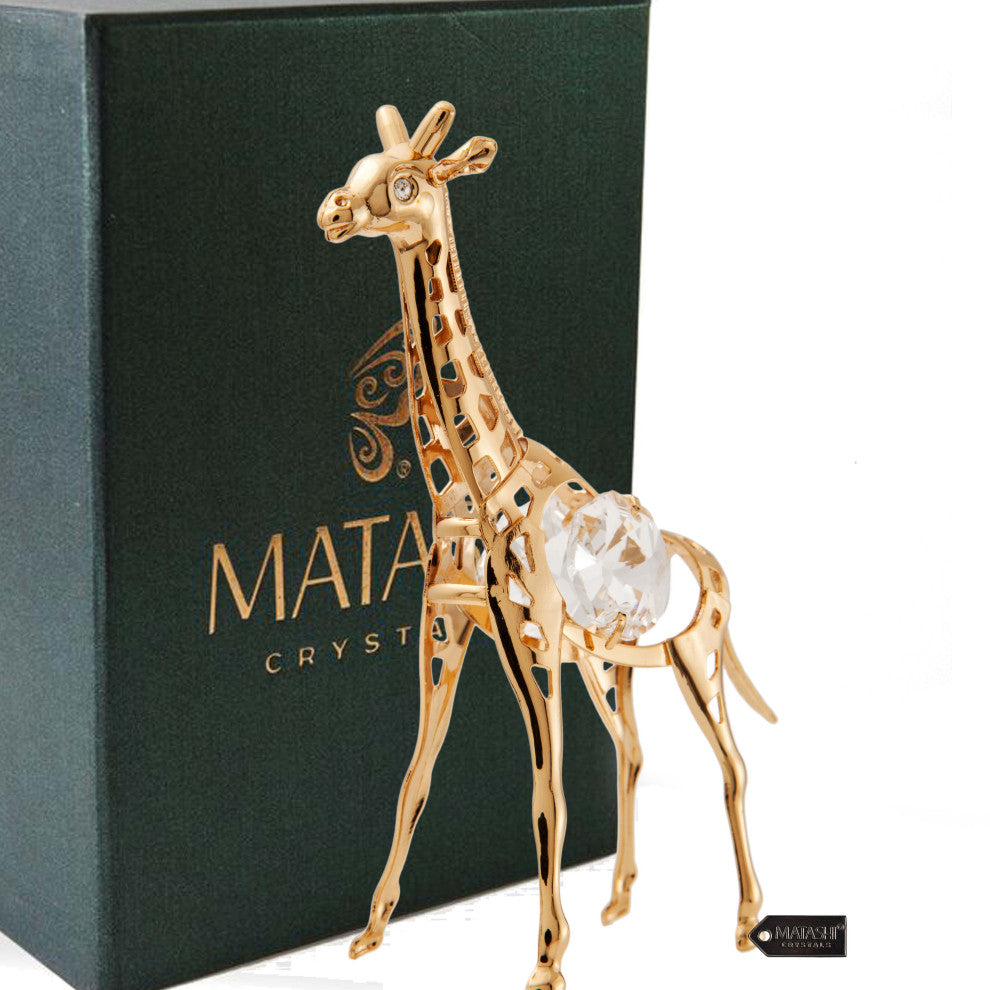 24K Gold Plated Crystal Studded Gold Giraffe Ornament