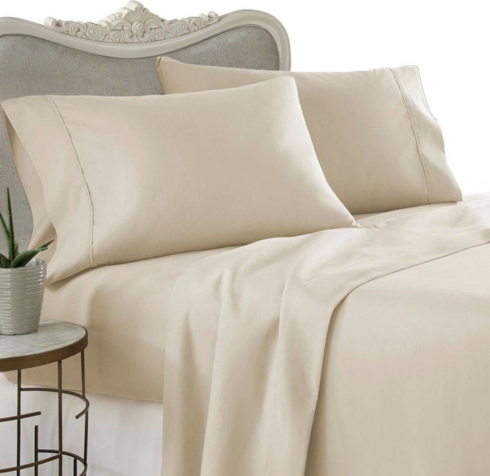 Beige Queen 4-Piece Bed Sheet Set