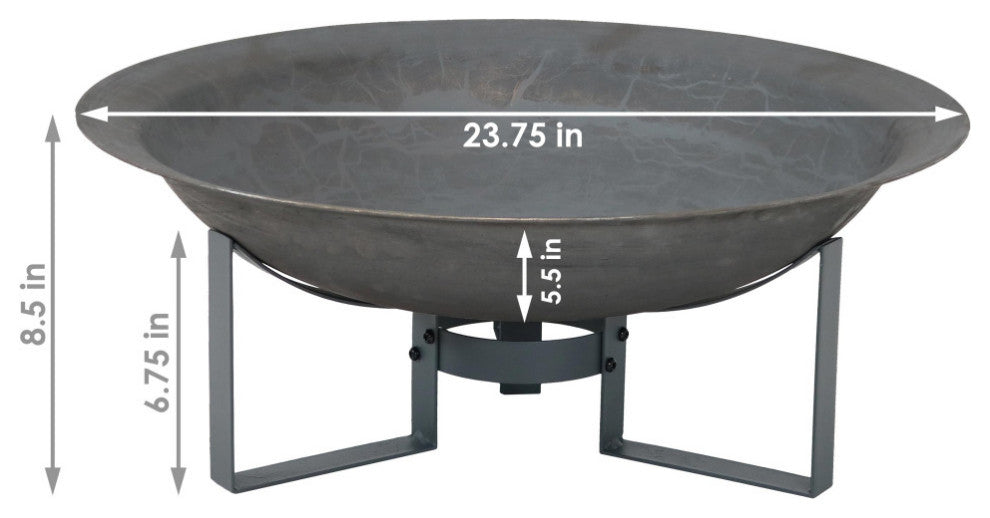 Sunnydaze Outdoor Modern Cast Iron Fire Pit Bowl With Stand, 23"