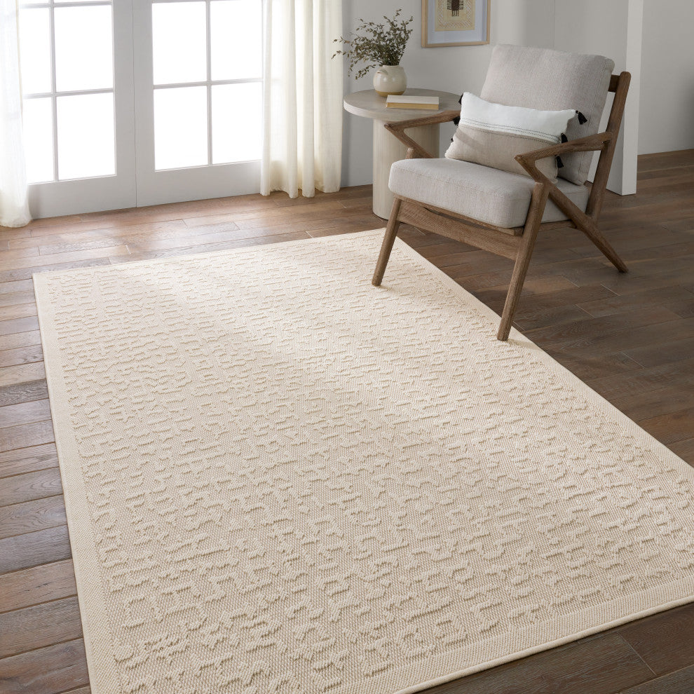 Vibe Axiom Indoor/Outdoor Abstract Cream Area Rug, 8'x10'