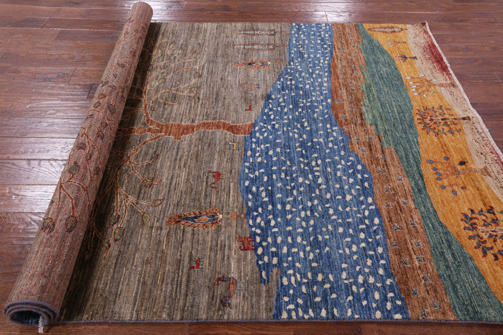 5' 9" X 8' 1" Persian Gabbeh Tribal Hand-Knotted Rug Q5288