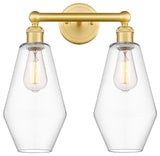 Cindyrella 2-Light 16" Bath Vanity Light, Satin Gold, Clear Shade