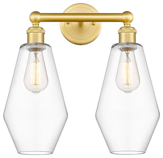 Cindyrella 2-Light 16" Bath Vanity Light, Satin Gold, Clear Shade