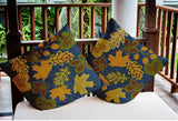 18" x 18" Fall Leaves Indoor/Outdoor Polyester Throw Pillow, Blue