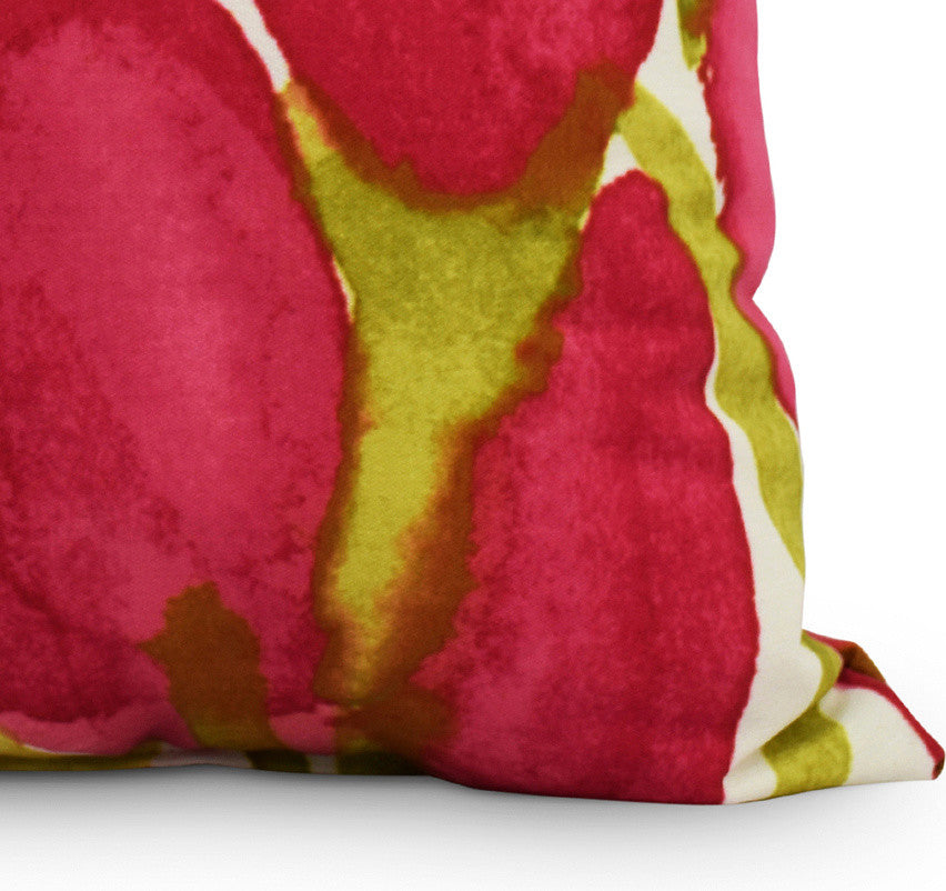 Sunset Tulip Floral Decorative Outdoor Pillow, Red, 16"