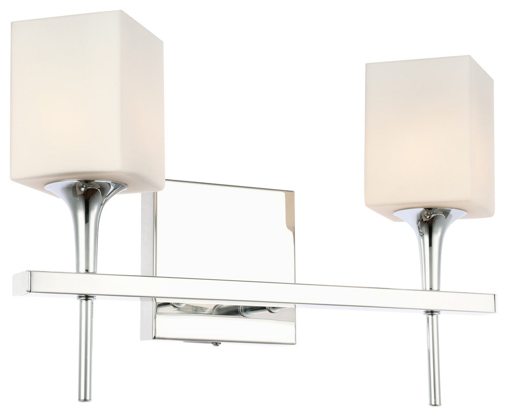 Chelsea 2-Light Bath, Opal Square Glass, Halogen G9