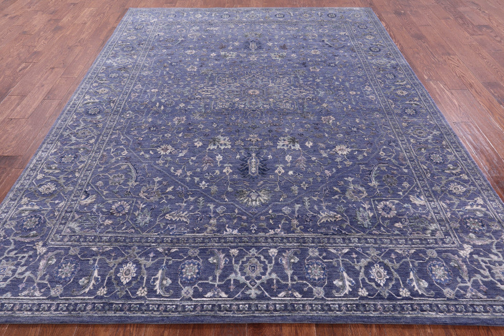 8' 0" X 10' 1" Persian Heriz Serapi Hand Knotted Wool & Silk Rug - Q15538