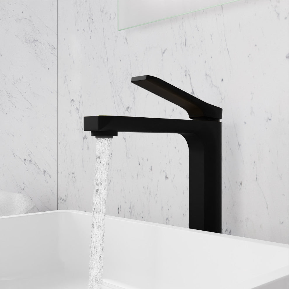 1-Handle Bathroom Vessel Sink Faucet, Matte Black and Brushed Gold