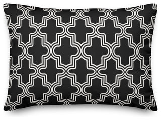 Black and White Moroccan Tile 14x20 Lumbar Pillow