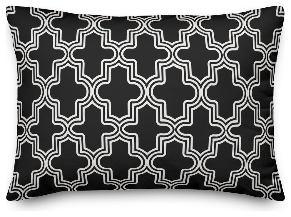 Black and White Moroccan Tile 14x20 Lumbar Pillow