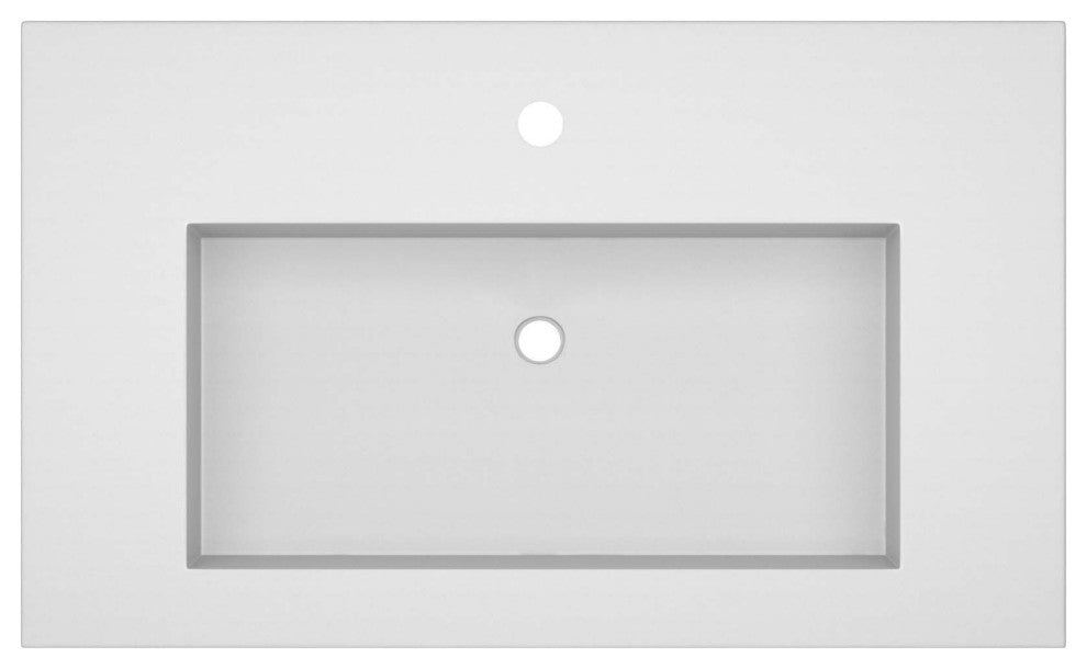 36" Capistrano Vanity Top with Integral Sink, Pearl, Single Faucet Hole