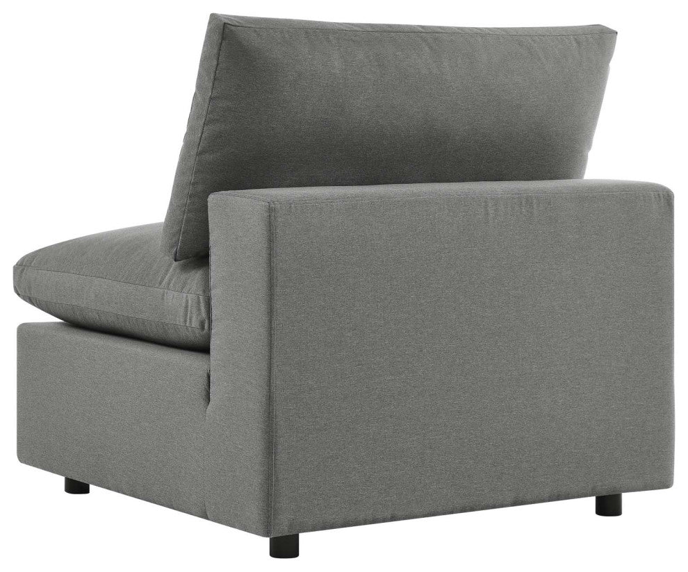 Modular Lounge Sofa Middle Chair, Charcoal Gray, Modern, Outdoor Patio