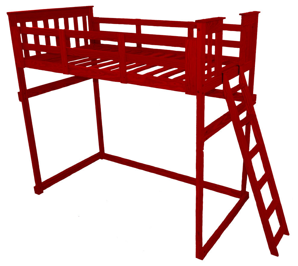 Mission Loft Bed, Tractor Red, Twin, End Ladder