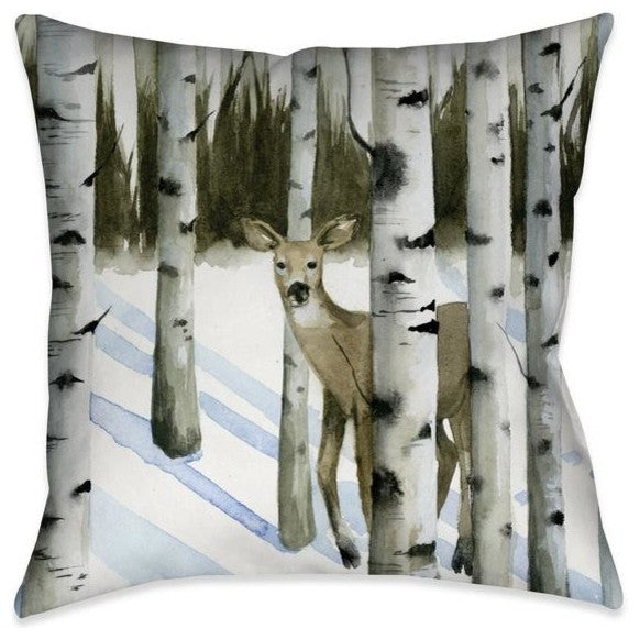 Deer, Snowfall II Outdoor Decorative Pillow, 20"x20"