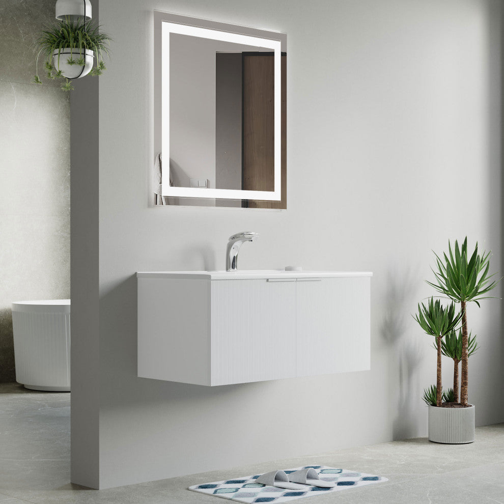 Pershing 36" Single Vanity Set, White, Ceramic Basin