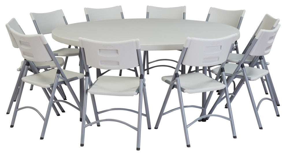 NPS 71" Heavy Duty Round Folding Table, Speckled Grey