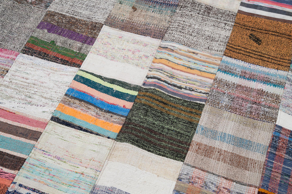 Rug N Carpet - Handmade Anatolian 6' 7'' x 9' 9'' Vintage Patchwork Kilim Rug