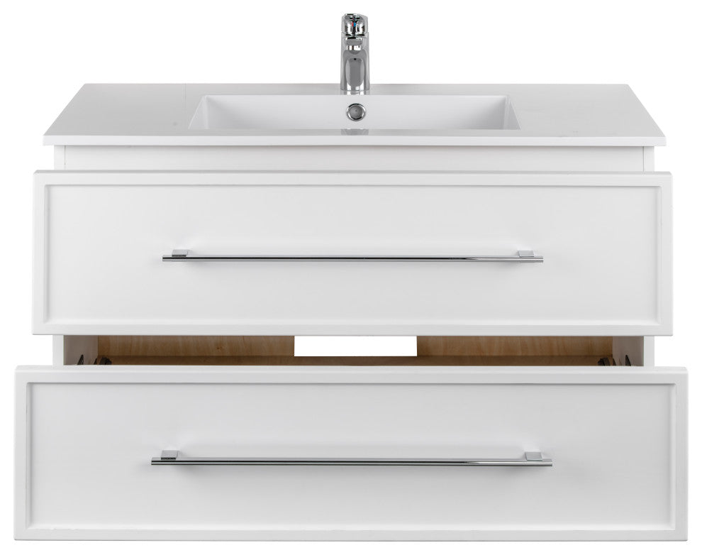 Milano Wall Hung Vanity, White, 36"