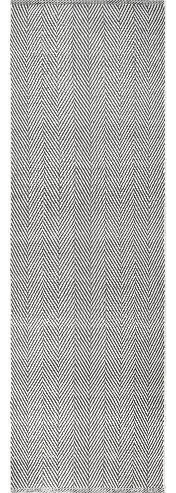 Nuloom Hand Loomed Cotton Kimberely Striped Area Rug, Grey 2'6"x10'