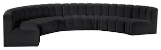 Arc Vegan Leather Upholstered 8-Pc. Inward Curved Modular Sectional, Black