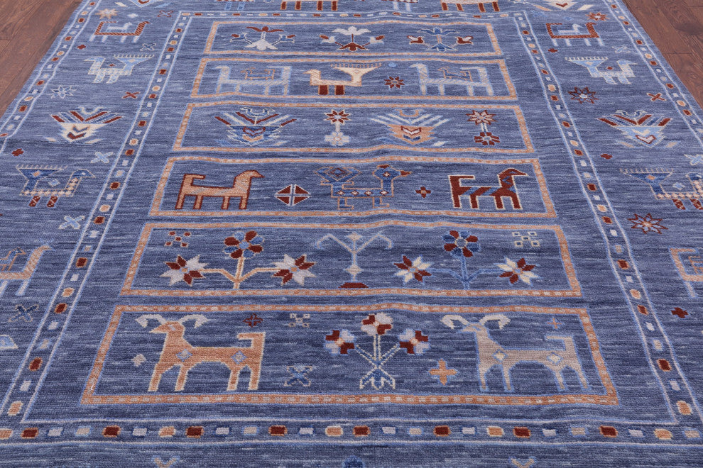 8' 2" X 10' 4" Hand-Knotted Persian Gabbeh Tribal Wool Rug - Q13647