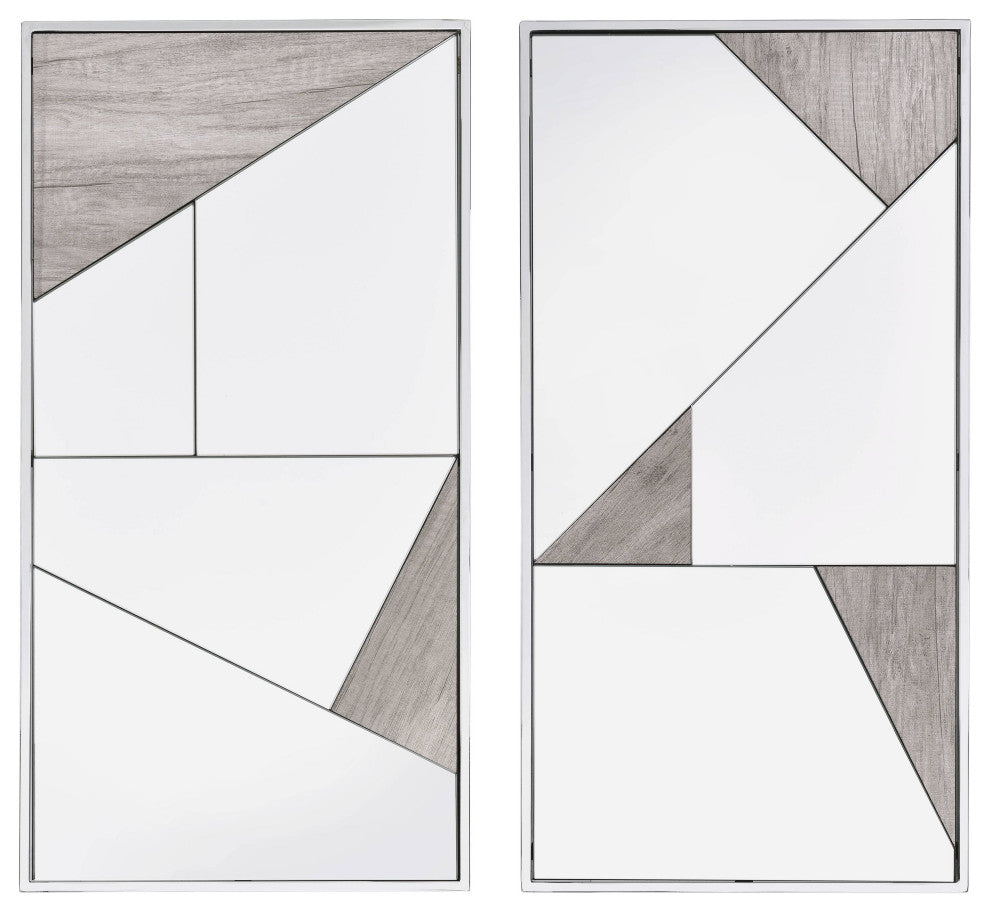 Chafik Wall Accent Mirror, Set-2, Mirrored, Chrome and