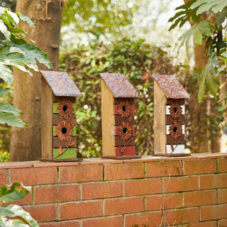 14.45"H Hanging Two-Tiered Bluebird House Solid Wood Birdhouse