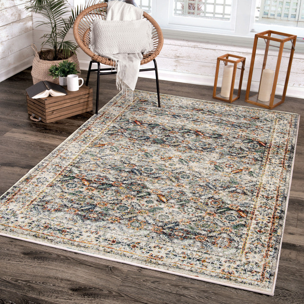 Orian Gemstone Coulter Distressed Grey Area Rug 5'3" x 7'6"