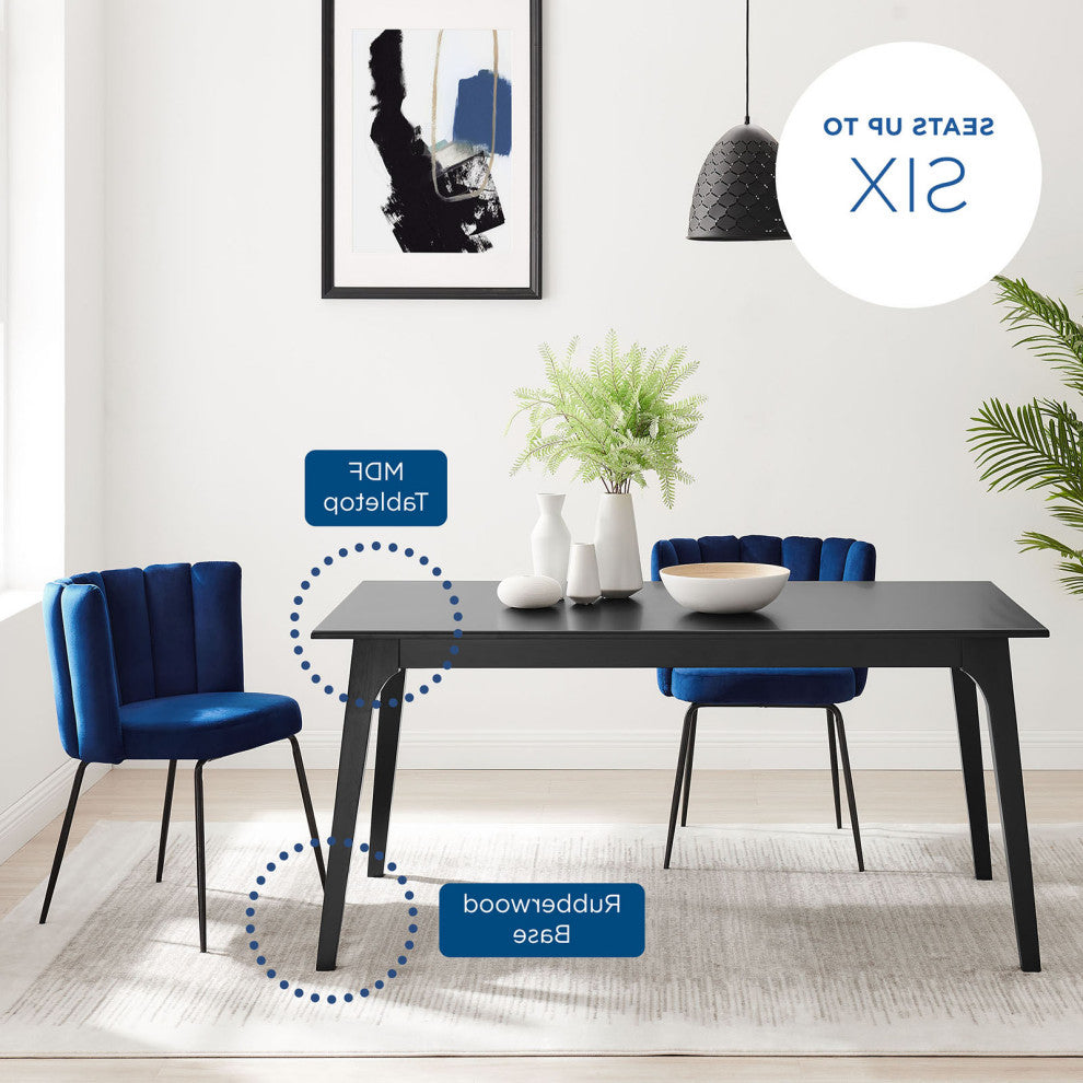 63" Dining Table, Rectangular, Black, Wood, Modern, Cafe Bistro Hospitality